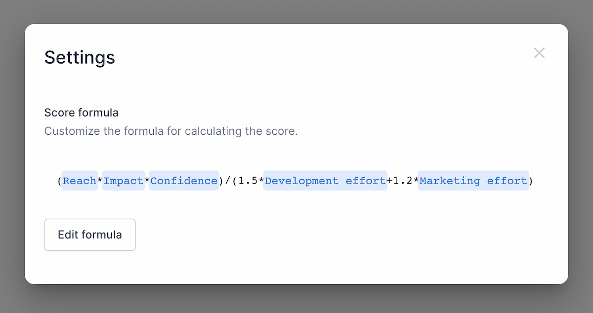 Apply custom criteria weights by adjusting the formula in the ranking settings.